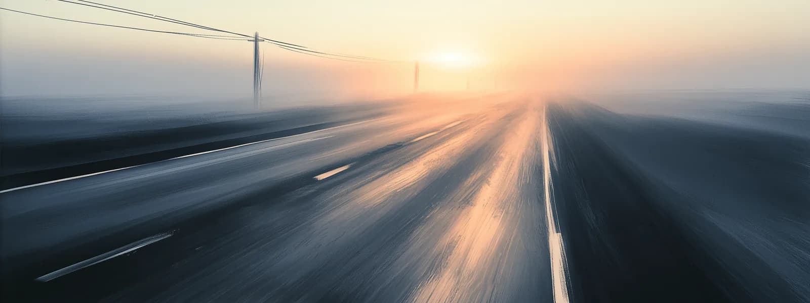 Open highway curving toward the horizon at golden hour