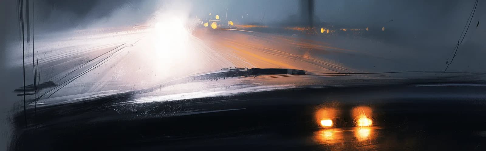 Abstract route and gauge graphics on a dark surface